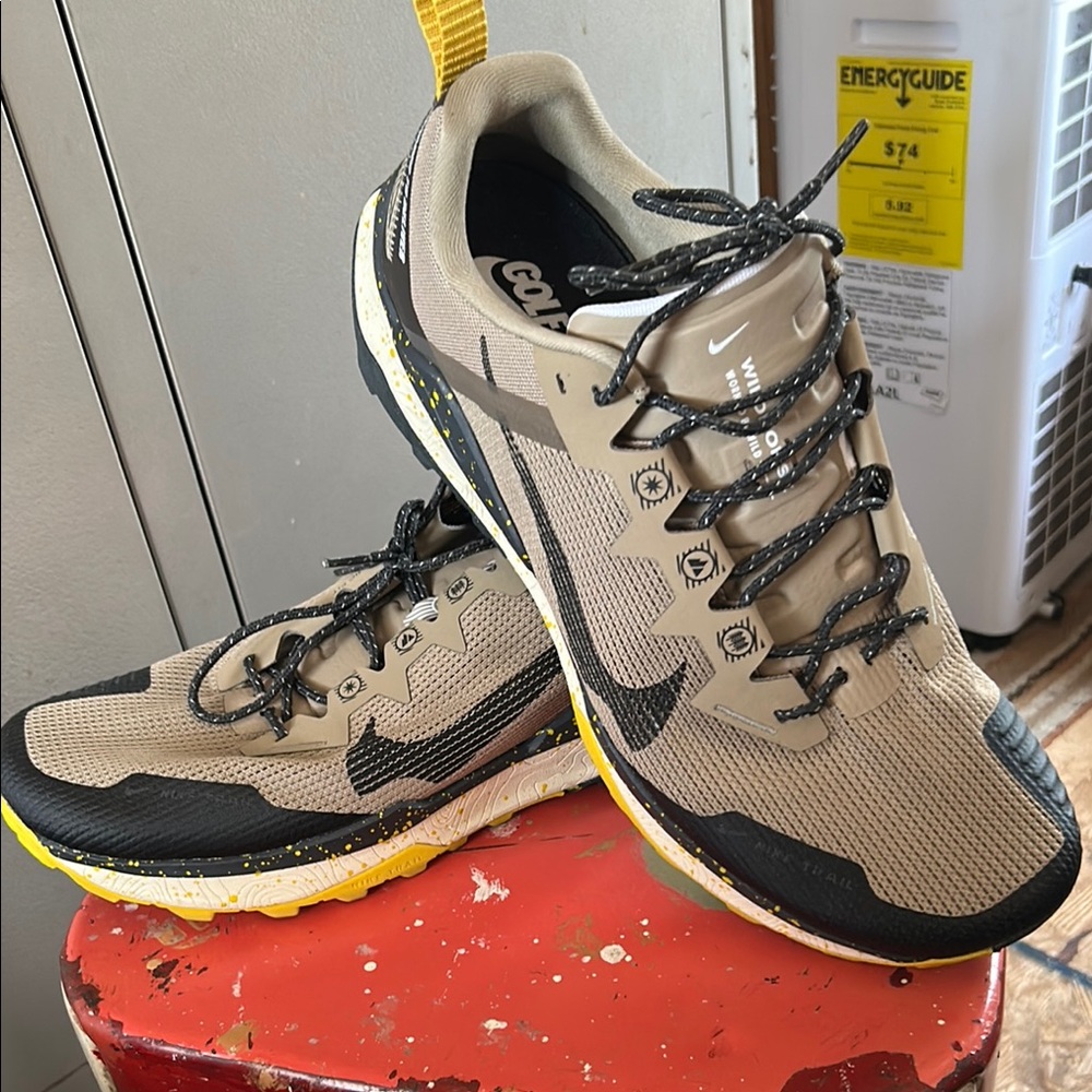 Nike Tan and Black Athletic Shoes with Rugged Design